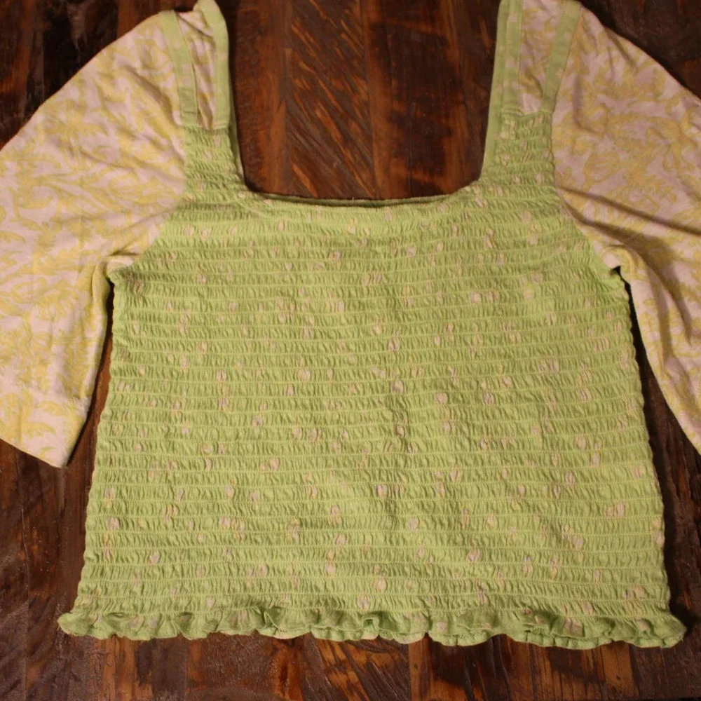 Free People Marigold Tee in Key Lime Combo size Medium